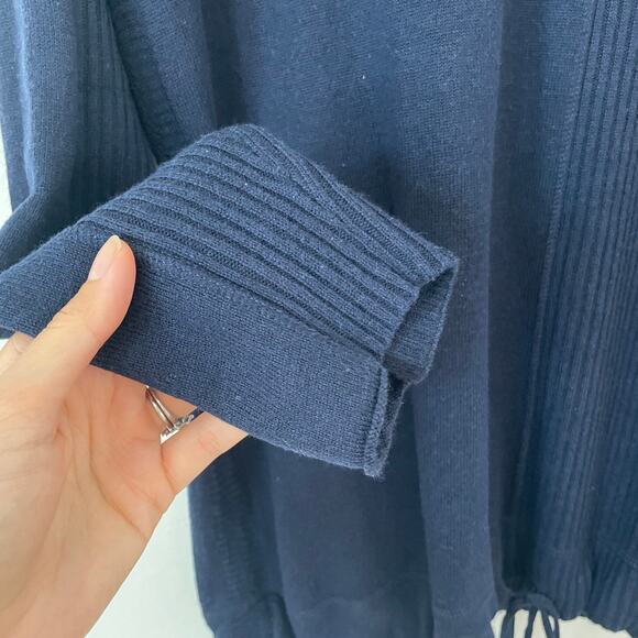 Lafayette 148 – Navy Blue Cinched Hem Wool Blend Sweater - Picture 4 of 7